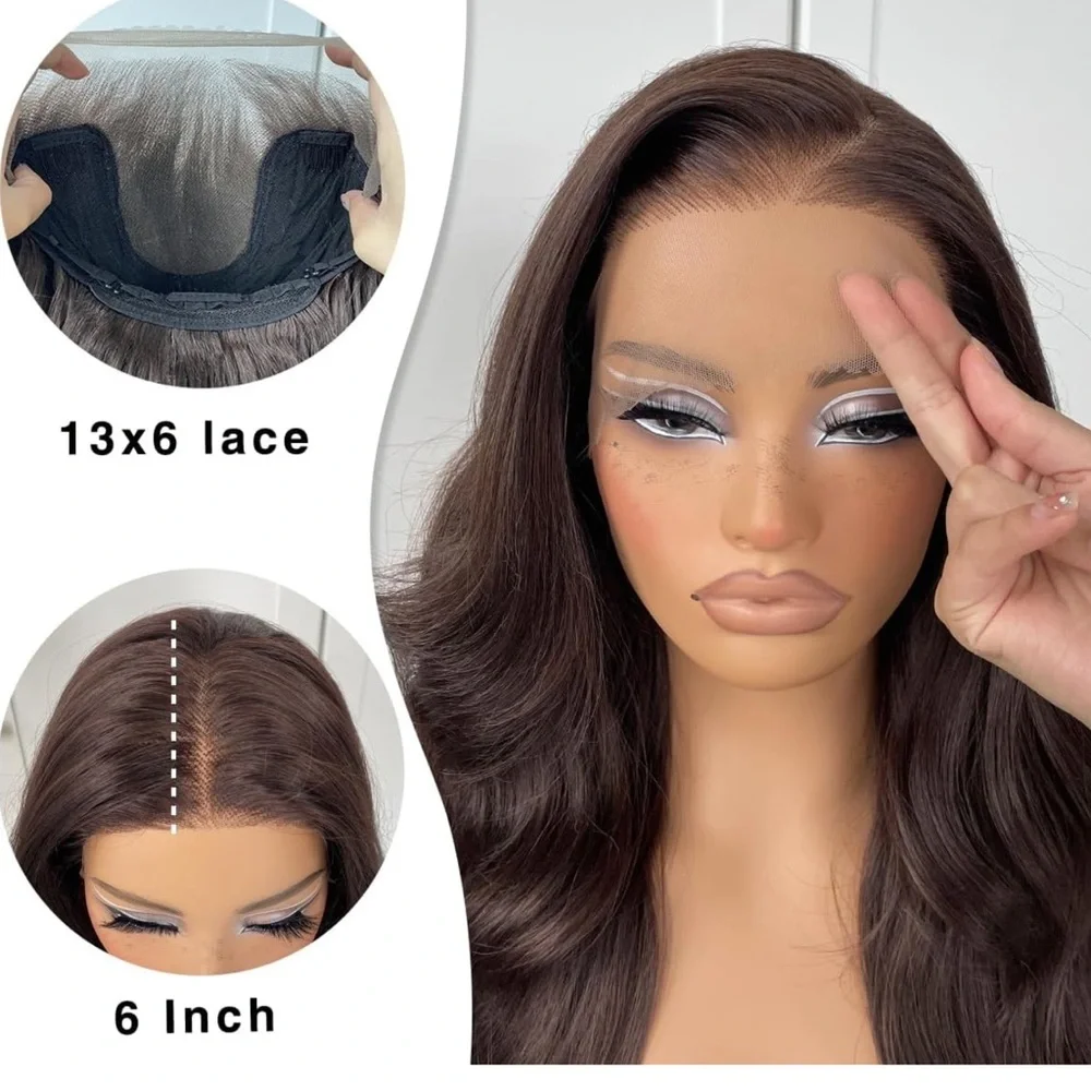 💖Blooming  Chocolate Brown Glueless High-Quality Synthetic Blend Lace Front Wig